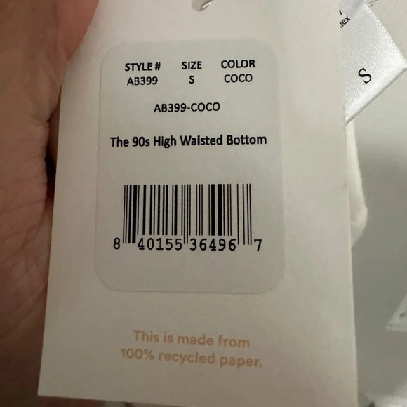 Andie Swim 90's High Waisted Bottom in Eyelet Coconut White Size Small NEW - Picture 7 of 7